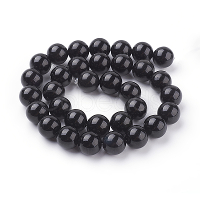 Natural Obsidian Beads Strands G-G099-12mm-24-1