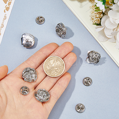 6Pcs Rose Flower Alloy Lapel Pin Backs for Backpack Clothes JEWB-FH0002-97P-1