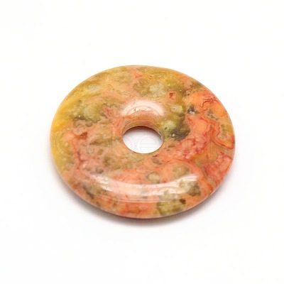 Donut/Pi Disc Natural Gemstone Pendants G-L234-30mm-06-1