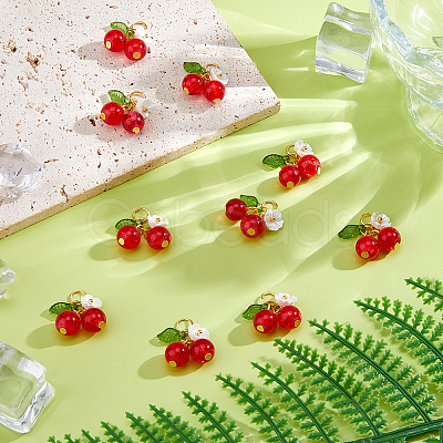 50Pcs Crackle Glass Pendants PALLOY-DC00034-1