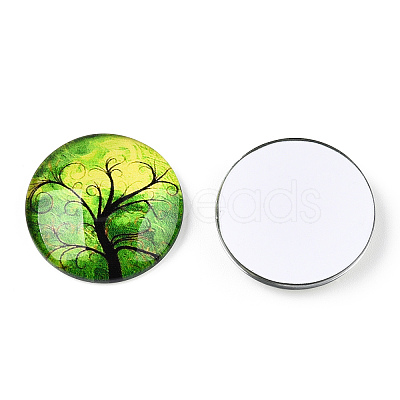 Half Round/Dome Tree Pattern Glass Flatback Cabochons for DIY Projects LS-GGLA-Q037-25mm-M28-06-1