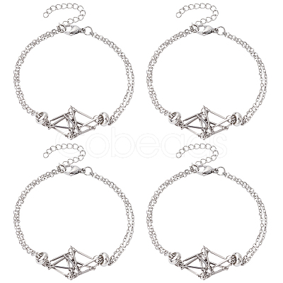 6Pcs 201 Stainless Steel Macrame Pouch Braided Gemstone Holder Bracelet Making BJEW-SC0001-72-1