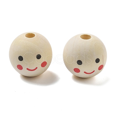 Printed Schima Wood European Beads WOOD-G023-14C-1