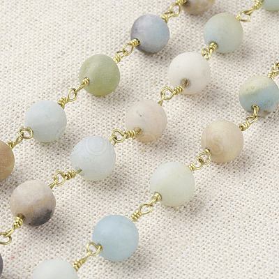 Handmade Natural Flower Amazonite Beads Chains for Necklaces Bracelets Making AJEW-K011-6mm-04-1