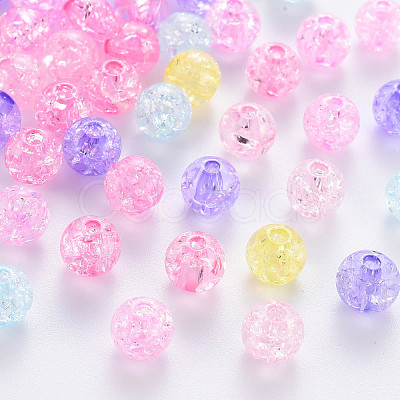 Transparent Crackle Acrylic Beads X-MACR-S370-G8mm-1