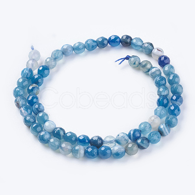 Natural Stripe Agate Beads Strands X-G-G581-6mm-05-1