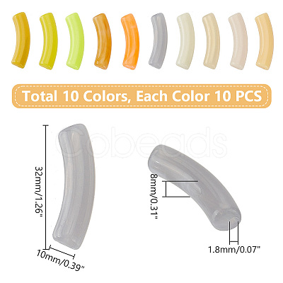 100Pcs 10 Styles Opaque Acrylic Beads MACR-PH0001-72A-1