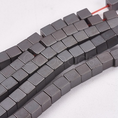 Electroplate Non-magnetic Synthetic Hematite Beads Strands G-J170B-3x3mm-03-1