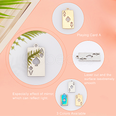 18Pcs 3 Color 201 Stainless Steel Pendants STAS-DC0005-49-1