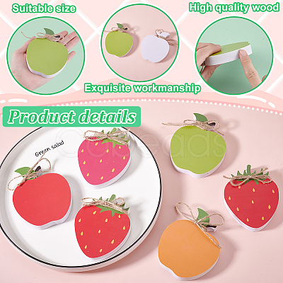 6Pcs Wood Fruits Figurines AJEW-GA00022-1