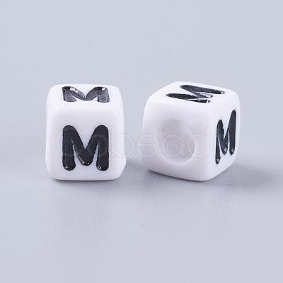 Acrylic Horizontal Hole Letter Beads PL37C9308-M-1