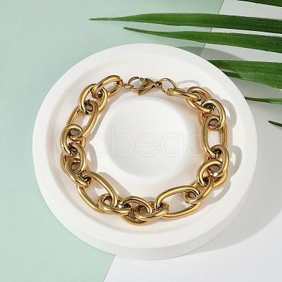 Ion Plating(IP) 304 Stainless Steel Cross Chain Bracelets BJEW-L634-11G-1