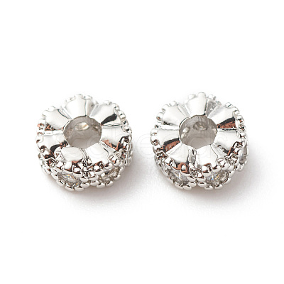 Brass Clear Cubic Zirconia Spacer Beads KK-G420-22P-1