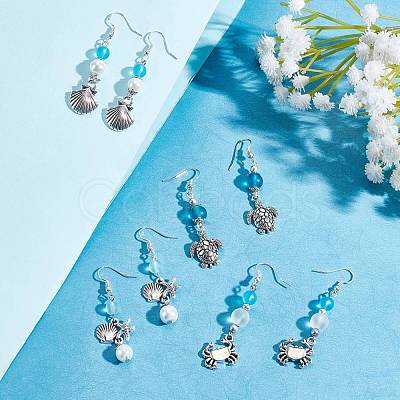 Blue Ocean Theme Earrings DIY Making Kits DIY-SC0017-90-1