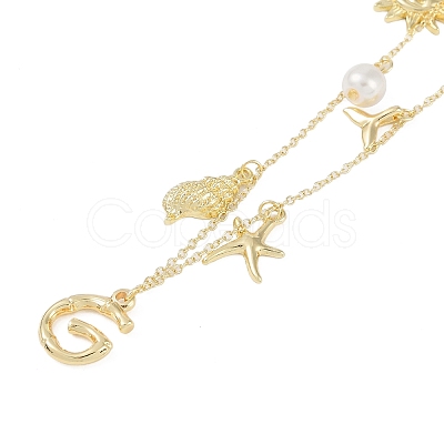 Bohemian Summer Beach Style 18K Gold Plated Shell Shape Initial Pendant Necklaces IL8059-7-1