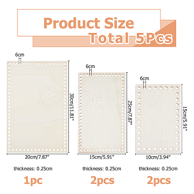 5Pcs 3 Styles Wooden Basket Bottoms DIY-HS0002-15-1