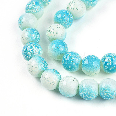 Transparent Baking Paint Glass Beads Strands DGLA-N009-10mm-05-1