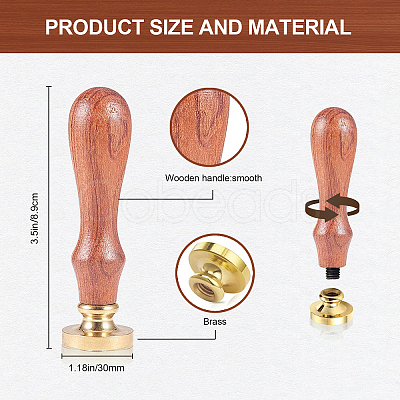 Brass Wax Seal Stamp with Handle AJEW-WH0184-1025-1