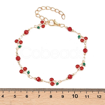 Alloy Enamel & Glass Link Chain Bracelets BJEW-A156-05G-1
