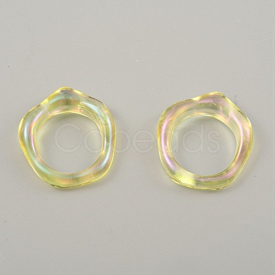 Candy Color Plastic Twist Wave Finger Ring for Women RJEW-WH0004-26F-1