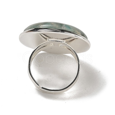 Natural Amazonite Round Adjustable Rings RJEW-K371-09S-14-1