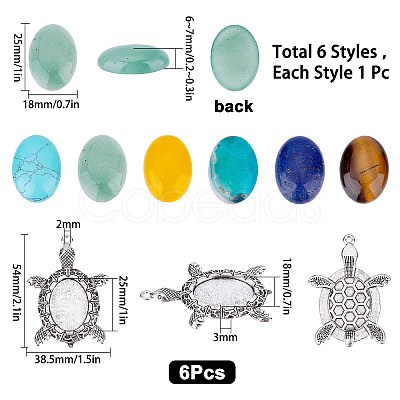 DIY Turtle Gemstone Pendant Making Kits DIY-SC0019-06-1