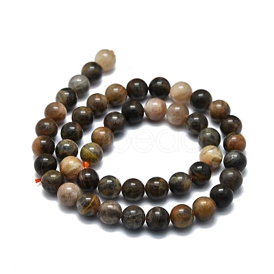 Natural Black Sunstone Beads Strands G-E576-01B-1