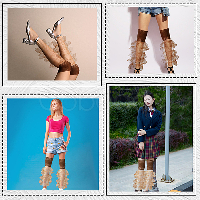 Polyester Ruffle Layered Patchwork Leg Sleeves AJEW-WH20042-75B-1