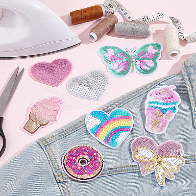 12Pcs 12 Styles Computerized Embroidery Cloth Iron On/Sew On Patches DIY-PH0023-24-1