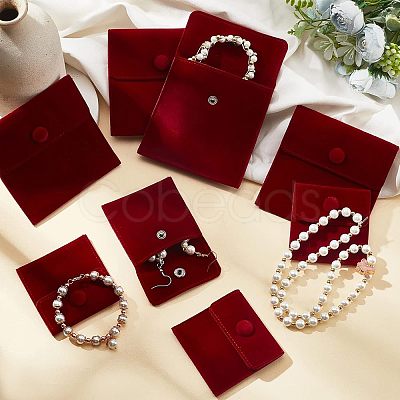 8Pcs 2 Style Square Velvet Jewelry Bags TP-FH0001-01B-1