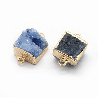 Natural Druzy Quartz Links connectors G-P396-11G-1