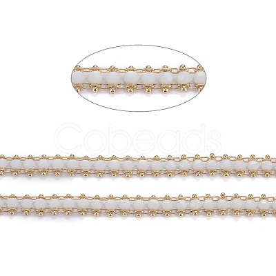 Brass Handmade Faceted Glass Beaded Chains CHC-F012-04B-1
