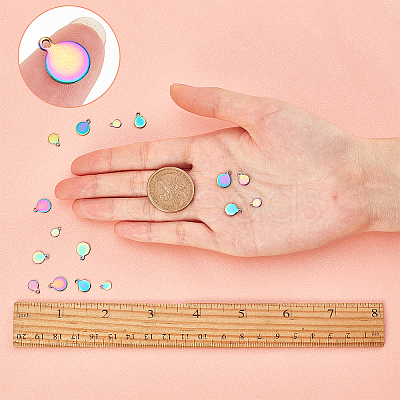 40Pcs 4 Size PVD Vacuum Plating 304 Stainless Steel Charms STAS-SC0002-32MC-1