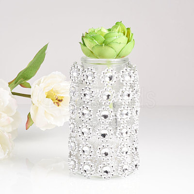 6 Rows Plastic Diamond Mesh Wrap Roll Rhinestone Crystal Ribbon Cake Wedding Decoration OCOR-WH0030-03-1