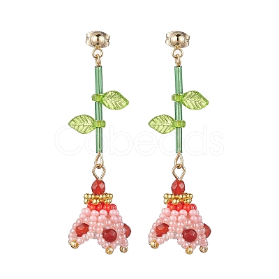 Dyed Natural Agate Dangle Stud Earrings EJEW-MZ00125-01-1