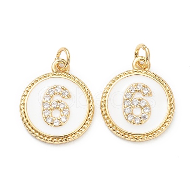 Brass Micro Pave Clear Cubic Zirconia Charms ZIRC-J040-44G-06-1