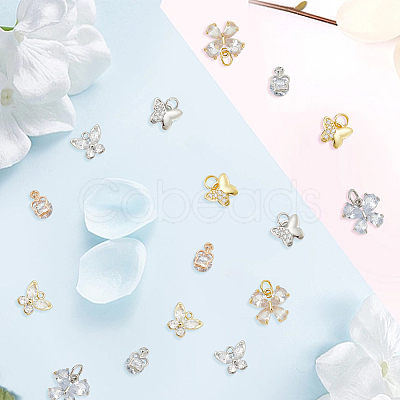 Alloy & Brass Cubic Zirconia Charms ZIRC-AR0001-26-1