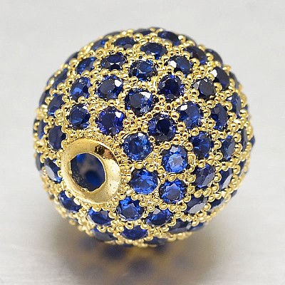 CZ Brass Micro Pave Cubic Zirconia Round Beads ZIRC-L017-8mm-09G-1