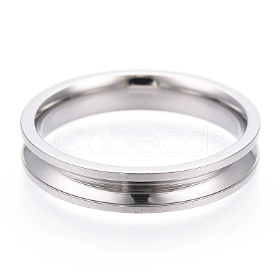 201 Stainless Steel Grooved Finger Ring Settings STAS-WH0039-11D-P-1