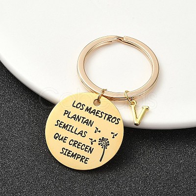 201 Stainless Steel & Brass Letter Keychain KEYC-YW00095-22-1