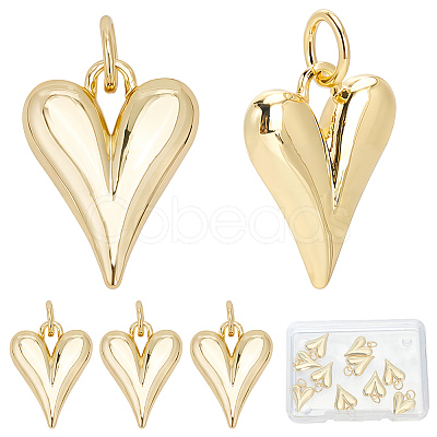 10Pcs Brass Heart Charms KK-BBC0021-64-1