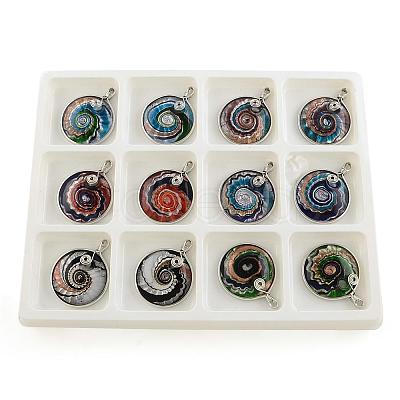 Handmade Silver Foil Lampwork Pendants FOIL-S135-01-B-1