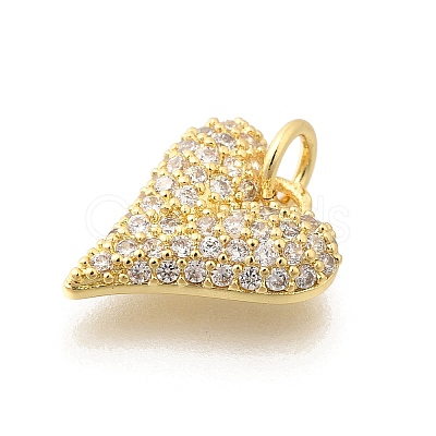 Brass Micro Pave Clear Cubic Zirconia Pendants X-KK-L225-035G-1