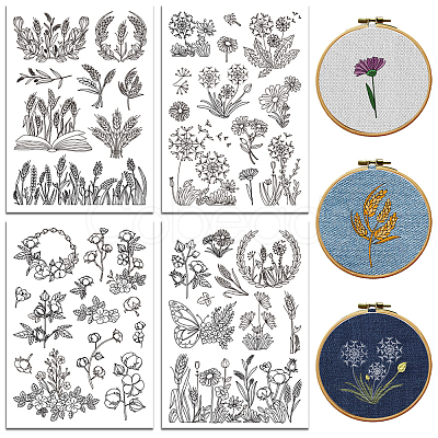 4 Sheets 11.6x8.2 Inch Stick and Stitch Embroidery Patterns DIY-WH0455-171-1