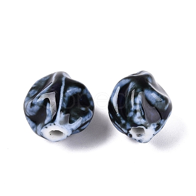 Vintage Handmade Porcelain Wrinkle Beads PORC-Q006-09I-1