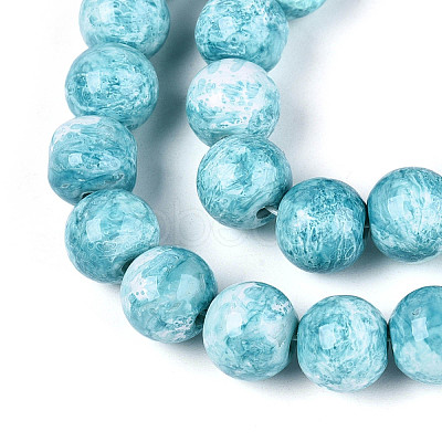 Baking Paint Glass Beads Strands LS-DGLA-N016-8mm-08-1