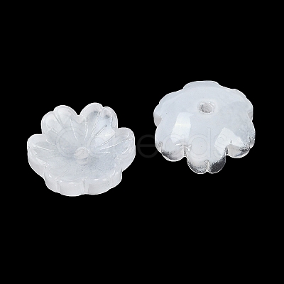 Transparent Spray Paint Glass Bead Caps GLAA-H035-04A-1