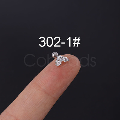Heart 316L Surgical Stainless Steel Micro Pave Cubic Zirconia Cartilage Earrings WGC0D6C-01-1