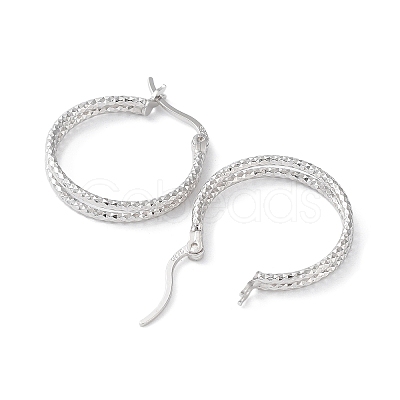 Rhodium Plated 925 Sterling Silver Hoop Earrings X-EJEW-K258-14P-1