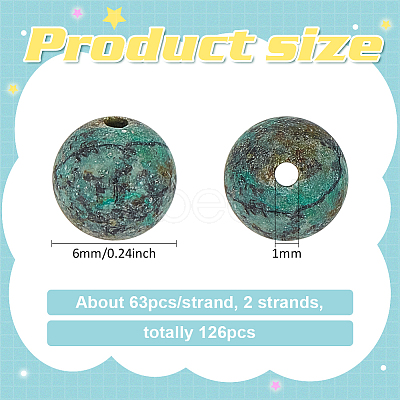 Frosted Natural African Turquoise(Jasper) Round Beads Strands G-OC0001-79B-1